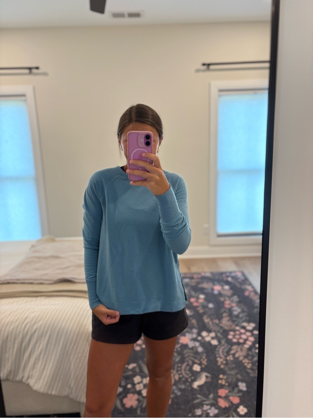 Athleta Light Blue Long-Sleeve Crewneck Top